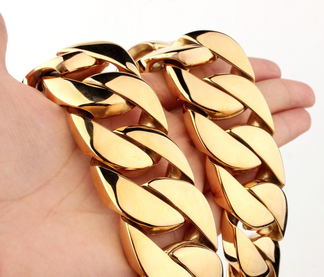 Men's Titanium Steel Whip Chain Necklace – Vacuum Plated Gold | Multiple Lengths - Vintgedrifter