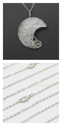 Natural Crystal Moon Pendant - Vintgedrifter