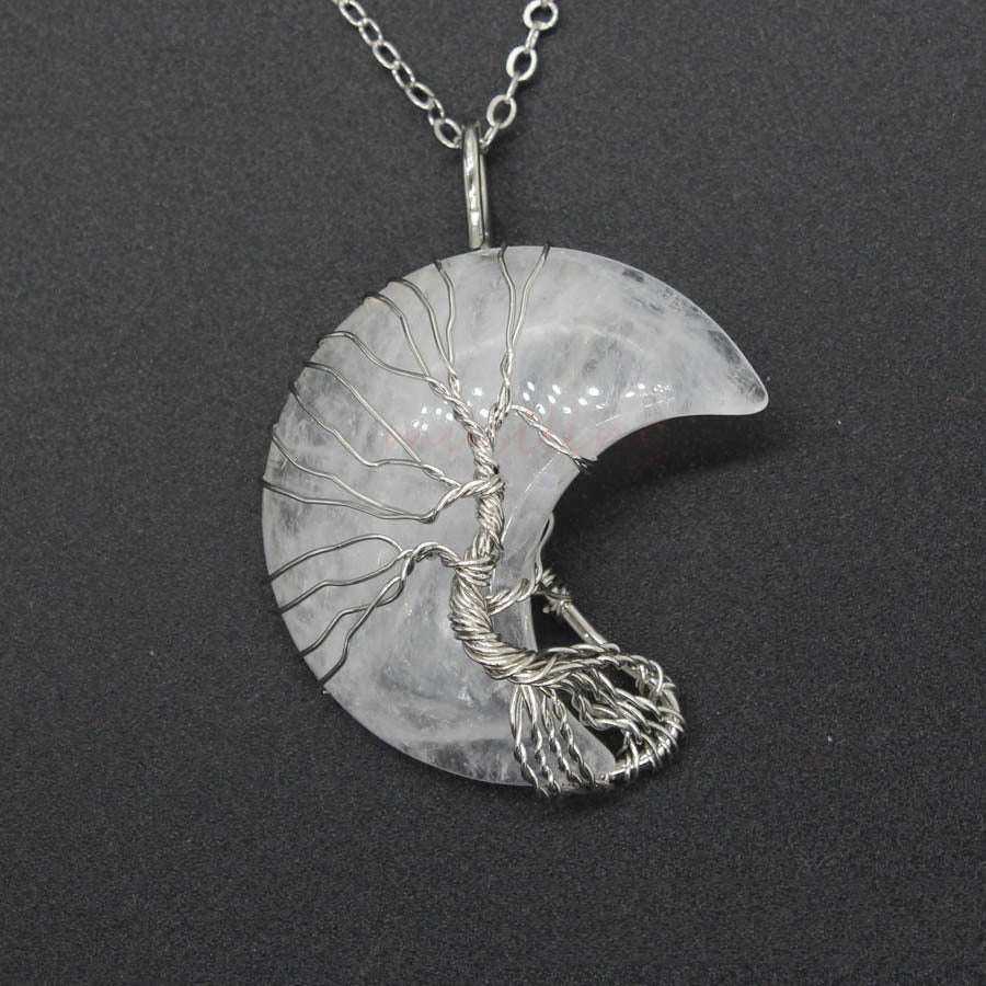 Natural Crystal Moon Pendant - Vintgedrifter