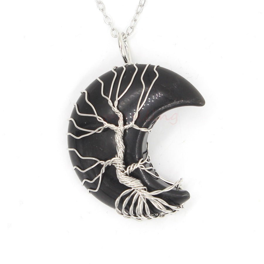 Natural Crystal Moon Pendant - Vintgedrifter