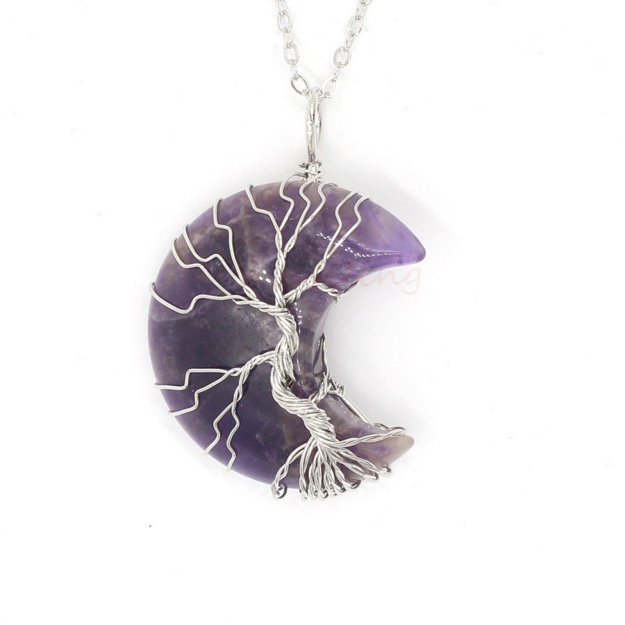 Natural Crystal Moon Pendant - Vintgedrifter