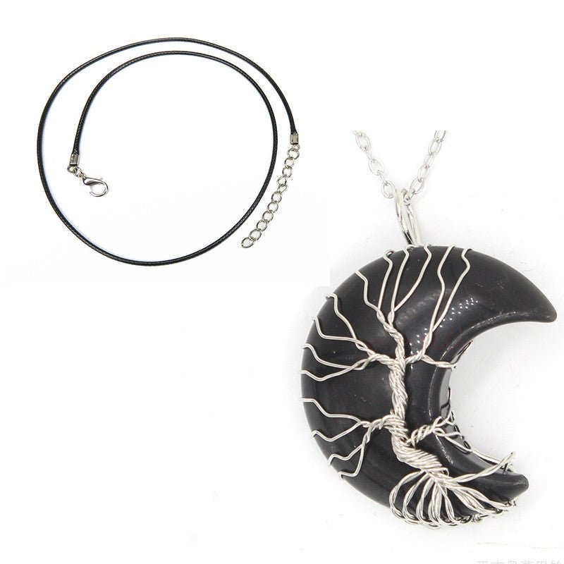 Natural Crystal Moon Pendant - Vintgedrifter