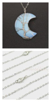 Natural Crystal Moon Pendant - Vintgedrifter