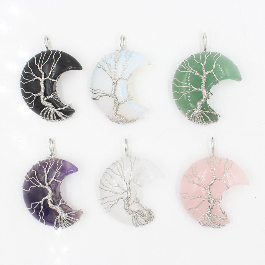 Natural Crystal Moon Pendant - Vintgedrifter