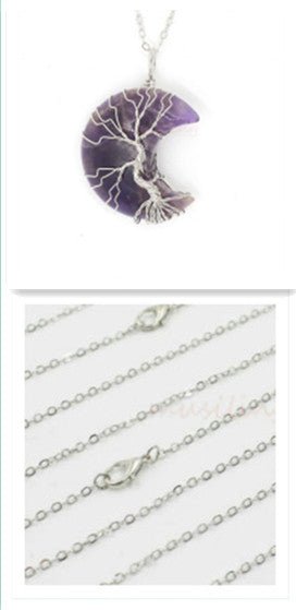 Natural Crystal Moon Pendant - Vintgedrifter