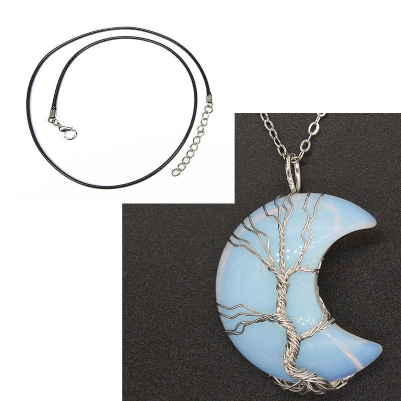 Natural Crystal Moon Pendant - Vintgedrifter