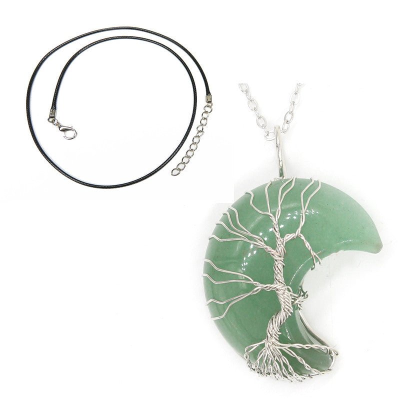 Natural Crystal Moon Pendant - Vintgedrifter