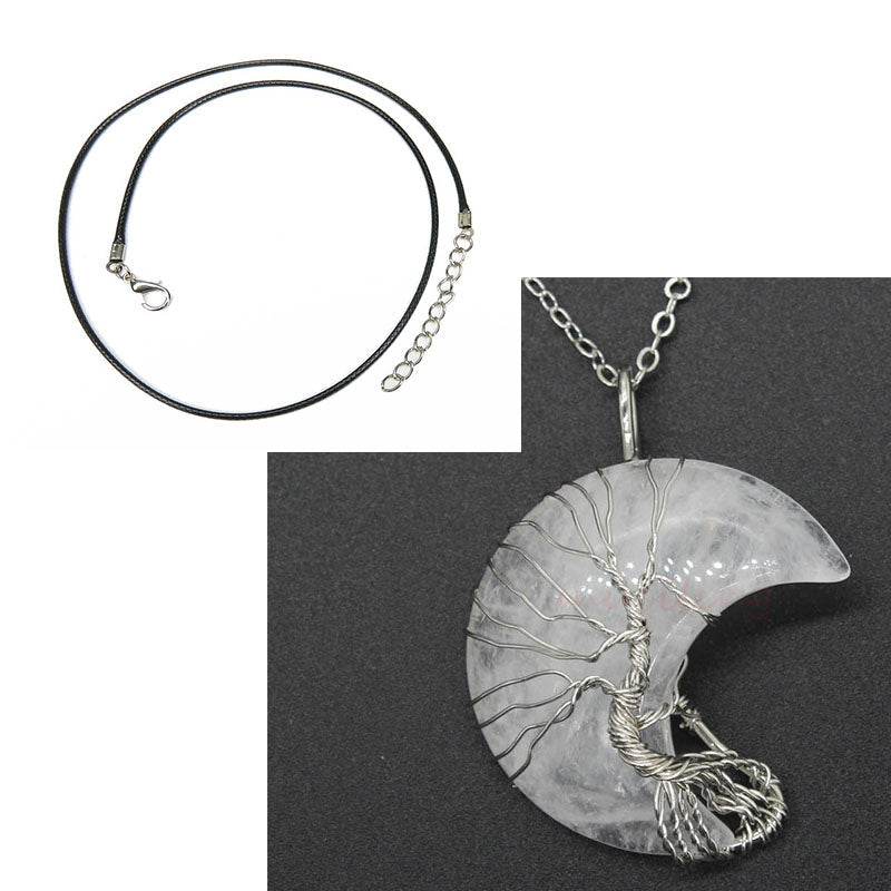 Natural Crystal Moon Pendant - Vintgedrifter