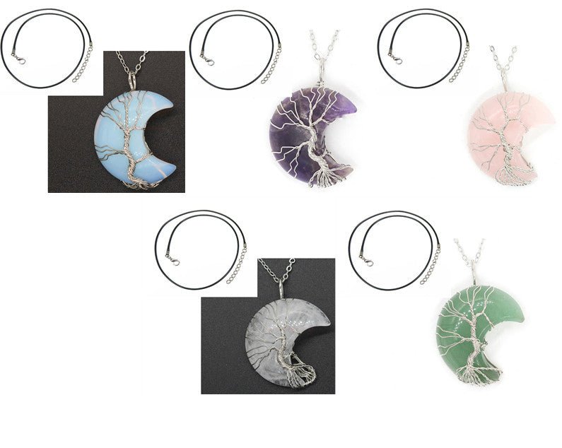 Natural Crystal Moon Pendant - Vintgedrifter