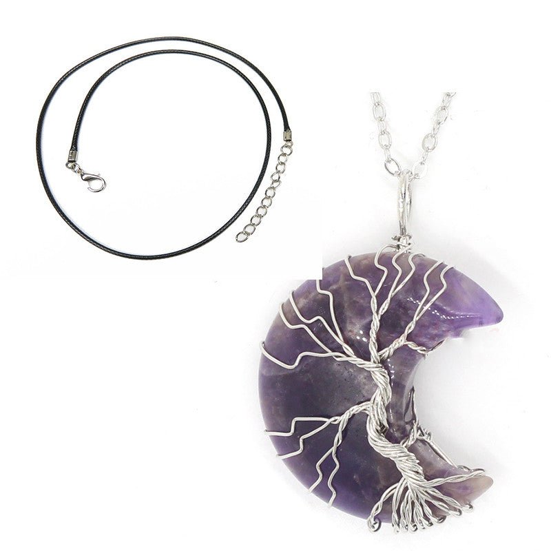 Natural Crystal Moon Pendant - Vintgedrifter