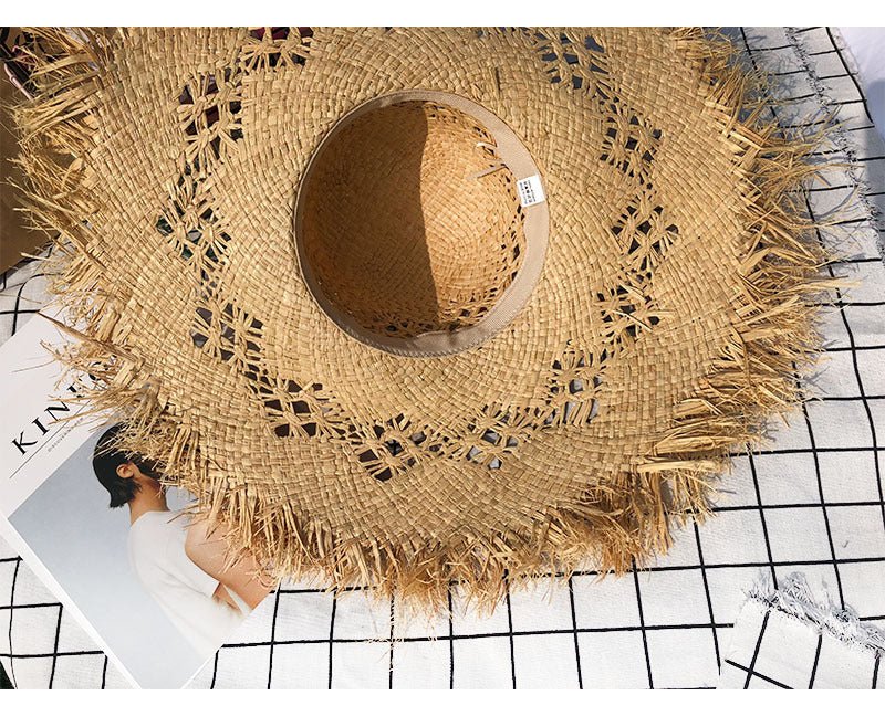 Natural Raffia Panama Wide Brim Sun Hat – Women's Floppy Beach Hat - Vintgedrifter