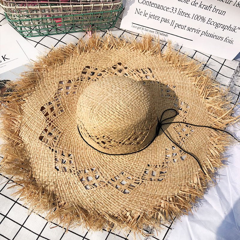 Natural Raffia Panama Wide Brim Sun Hat – Women's Floppy Beach Hat - Vintgedrifter