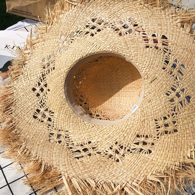 Natural Raffia Panama Wide Brim Sun Hat – Women's Floppy Beach Hat - Vintgedrifter