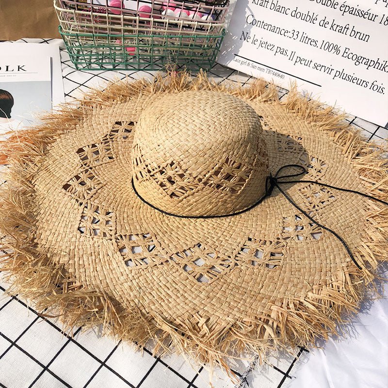 Natural Raffia Panama Wide Brim Sun Hat – Women's Floppy Beach Hat - Vintgedrifter