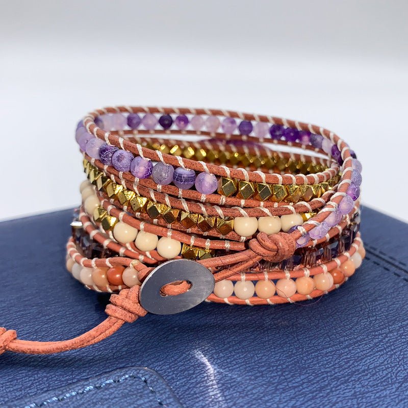 Natural Stone Multi-Layer Beaded Bracelet – Handmade Boho Wrap Bracelet - Vintgedrifter
