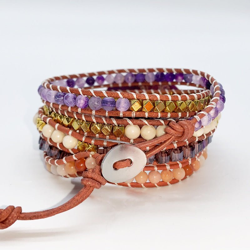 Natural Stone Multi-Layer Beaded Bracelet – Handmade Boho Wrap Bracelet - Vintgedrifter