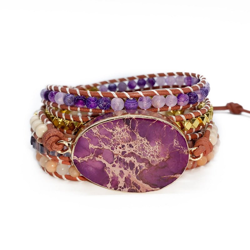 Natural Stone Multi-Layer Beaded Bracelet – Handmade Boho Wrap Bracelet - Vintgedrifter