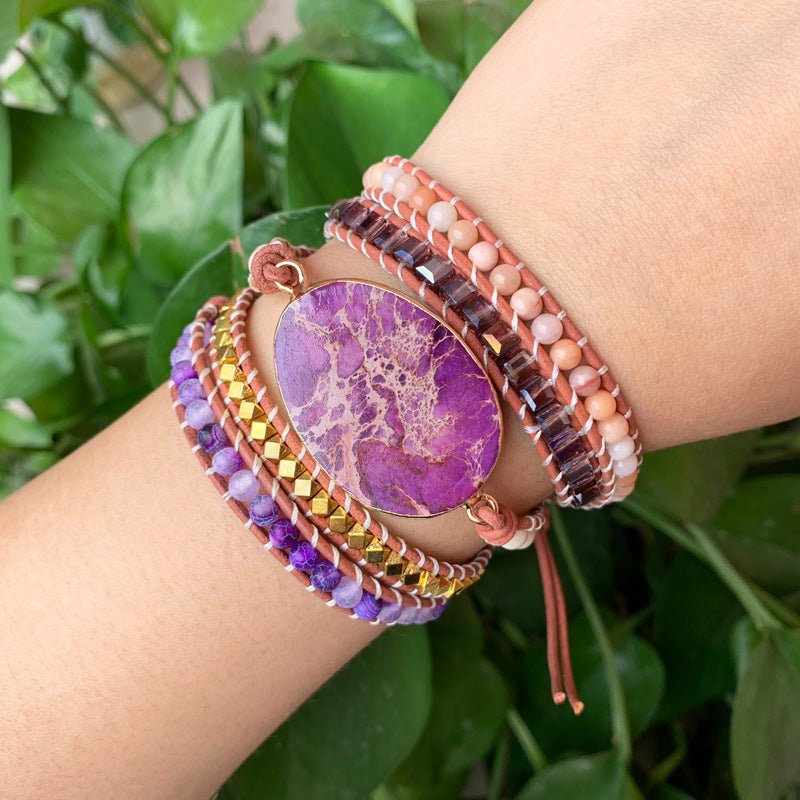 Natural Stone Multi-Layer Beaded Bracelet – Handmade Boho Wrap Bracelet - Vintgedrifter