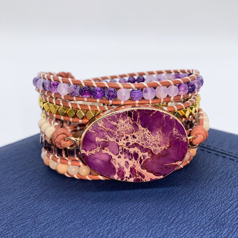 Natural Stone Multi-Layer Beaded Bracelet – Handmade Boho Wrap Bracelet - Vintgedrifter