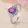 New Gradient White K Rose Blue Water Drop Tourmaline Crown Ring Personality Fashion - Vintgedrifter
