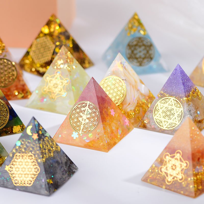 Orgone Pyramid – EMF Protection Energy Generator | Flower of Life Crystal Orgonite - Vintgedrifter