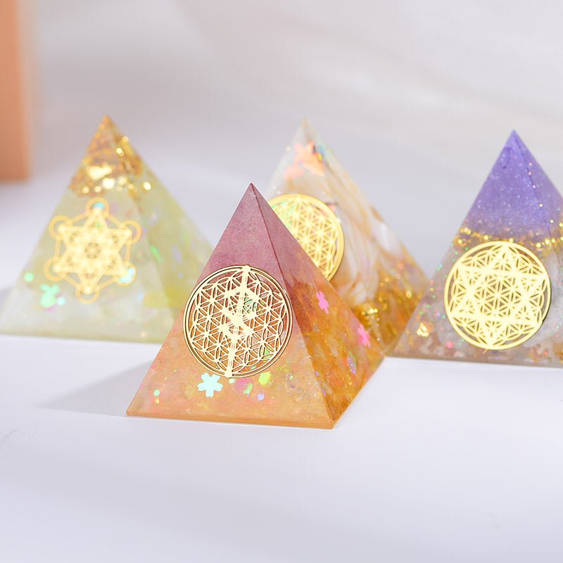 Orgone Pyramid – EMF Protection Energy Generator | Flower of Life Crystal Orgonite - Vintgedrifter