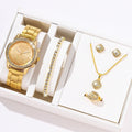 Rhinestone Jewelry Five-Piece Set – Watch, Bracelet, Necklace, Earrings & Ring | Gift Box - Vintgedrifter