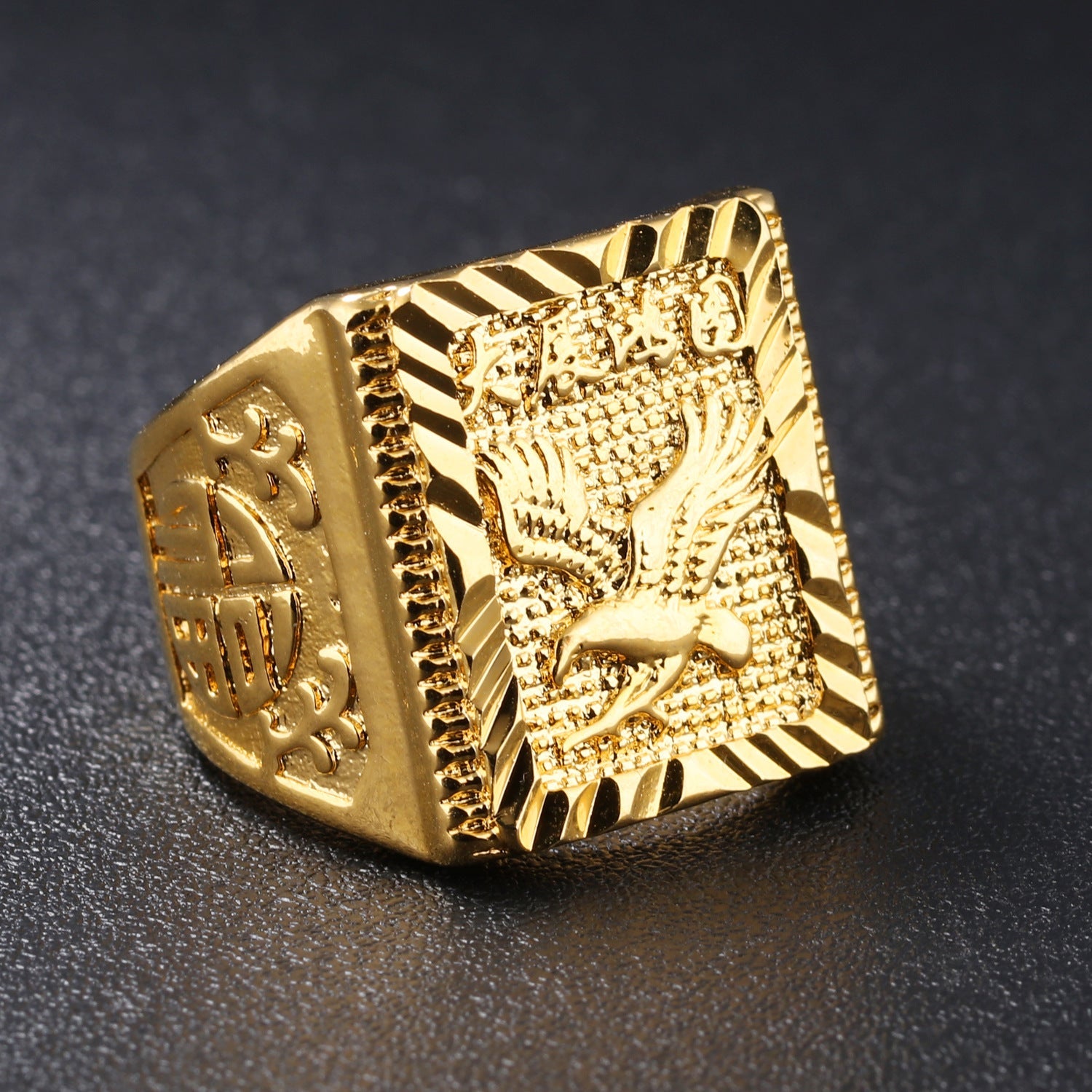 Sailboat Geometric Copper Ring – Men's Gold Electroplated Adjustable Ring - Vintgedrifter