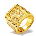 Sailboat Geometric Copper Ring – Men's Gold Electroplated Adjustable Ring - Vintgedrifter