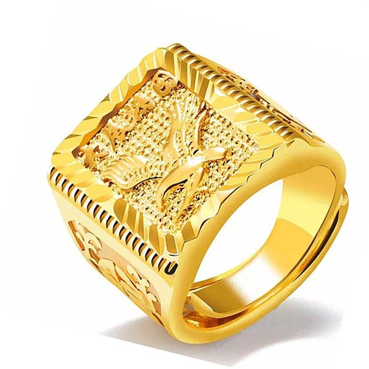 Sailboat Geometric Copper Ring – Men's Gold Electroplated Adjustable Ring - Vintgedrifter