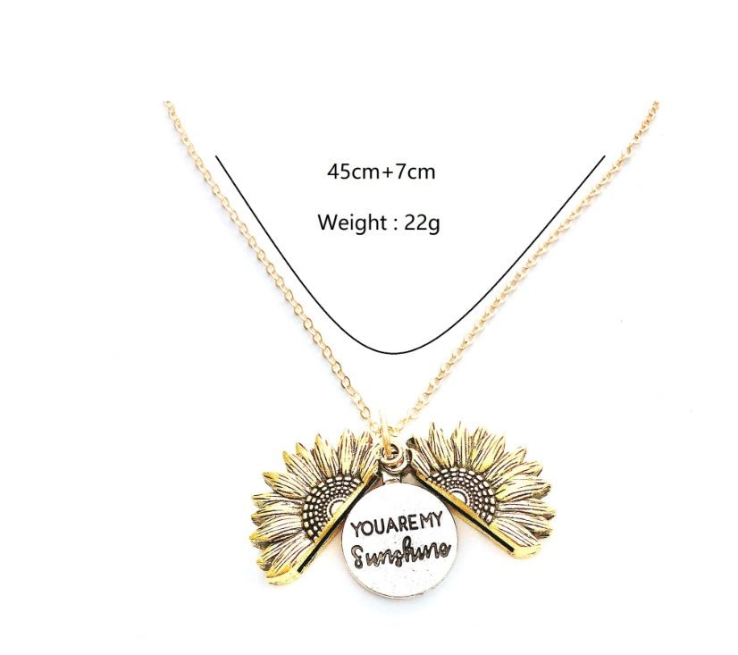 Sunflower Double Lettering Necklace - Vintgedrifter