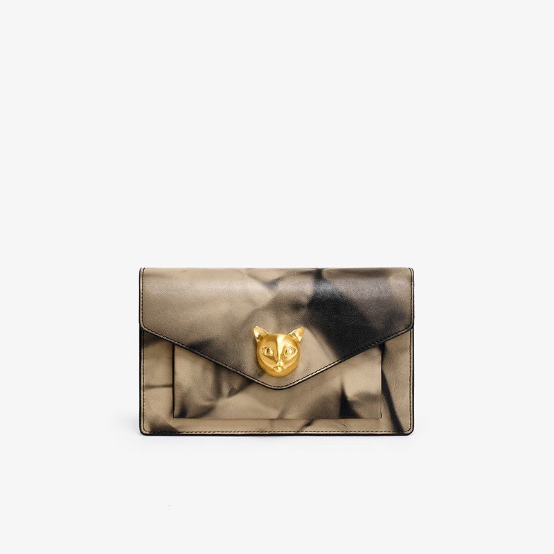 Top Layer Cowhide Leather Chain Bag – Luxury Landscape Print Crossbody - Vintgedrifter