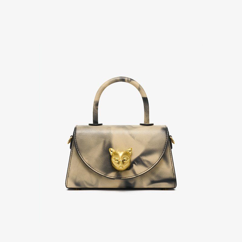 Top Layer Cowhide Leather Chain Bag – Luxury Landscape Print Crossbody - Vintgedrifter
