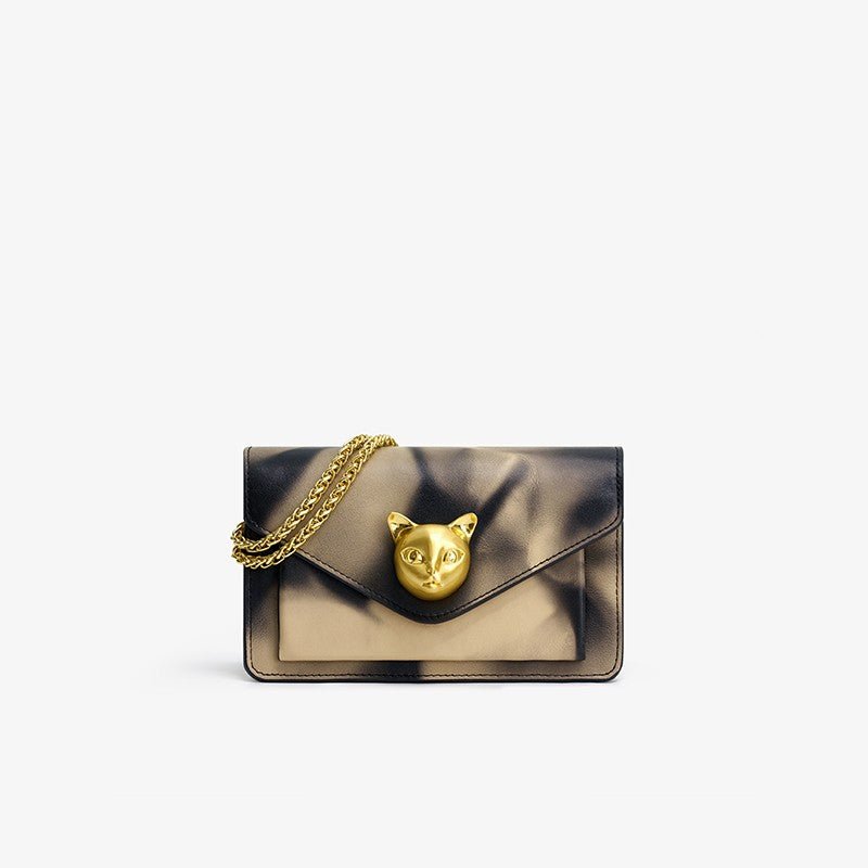 Top Layer Cowhide Leather Chain Bag – Luxury Landscape Print Crossbody - Vintgedrifter