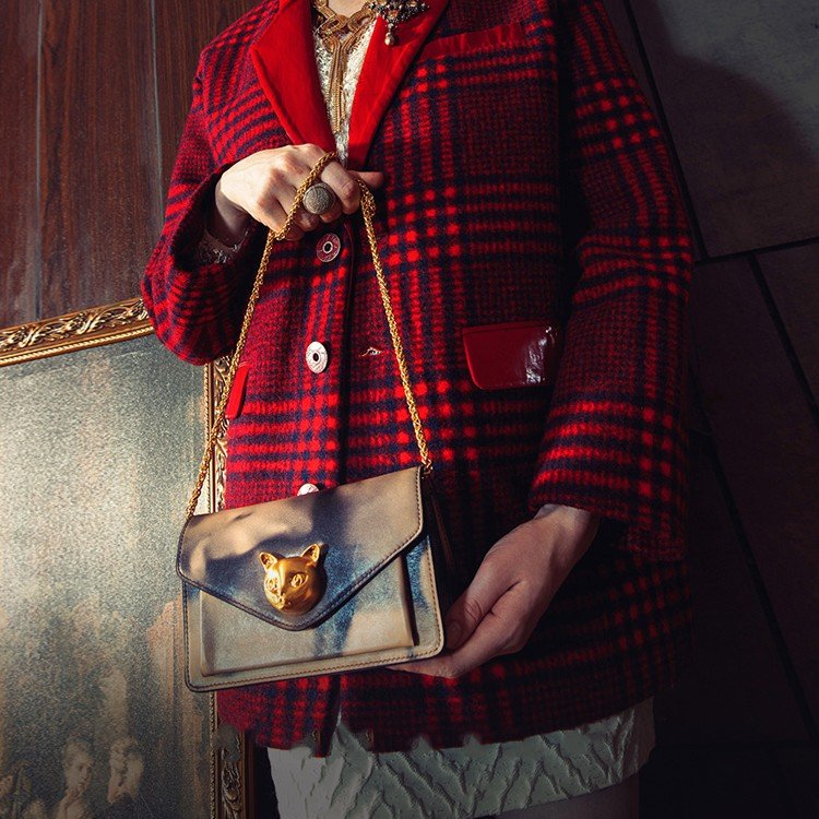 Top Layer Cowhide Leather Chain Bag – Luxury Landscape Print Crossbody - Vintgedrifter