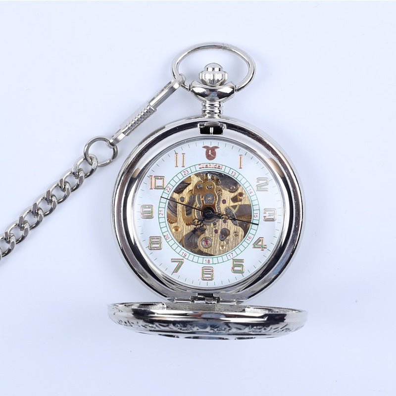 Vintage Antique Mechanical Pocket Watch – Round Dial Metal Strap | 4 Colors - Vintgedrifter