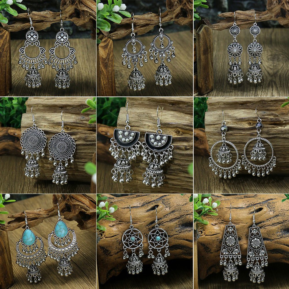 Vintage Ethnic Bell Drop Earrings – Women's Retro Alloy Earrings | 10 Styles - Vintgedrifter