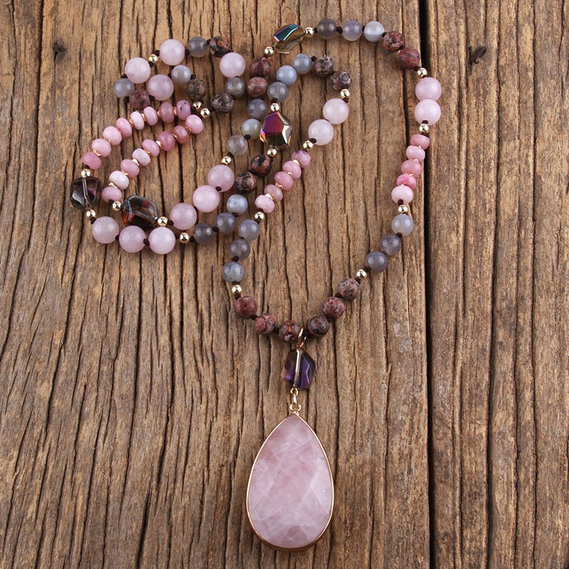 Vintage Ethnic Style Jewelry 8mm Mixed Natural Stone Women's Necklace - Vintgedrifter