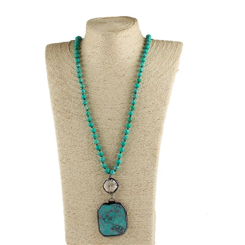 Vintage Ethnic Style Jewelry 8mm Mixed Natural Stone Women's Necklace - Vintgedrifter