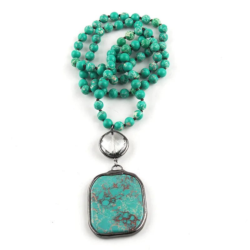 Vintage Ethnic Style Jewelry 8mm Mixed Natural Stone Women's Necklace - Vintgedrifter