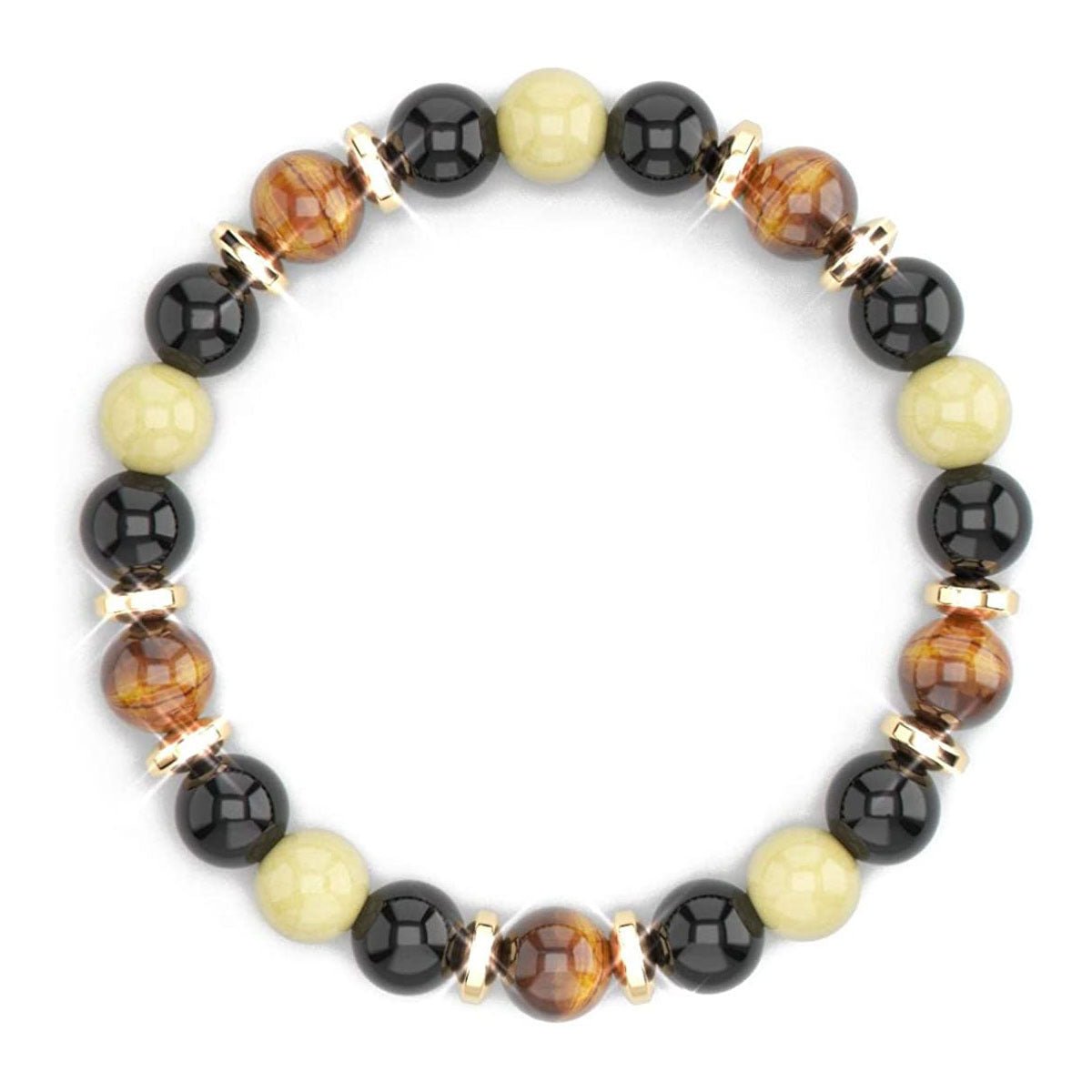 Volcanic Stone Feng Shui Bracelet – Unisex Tiger Eye & Crystal Bead Bracelet - Vintgedrifter