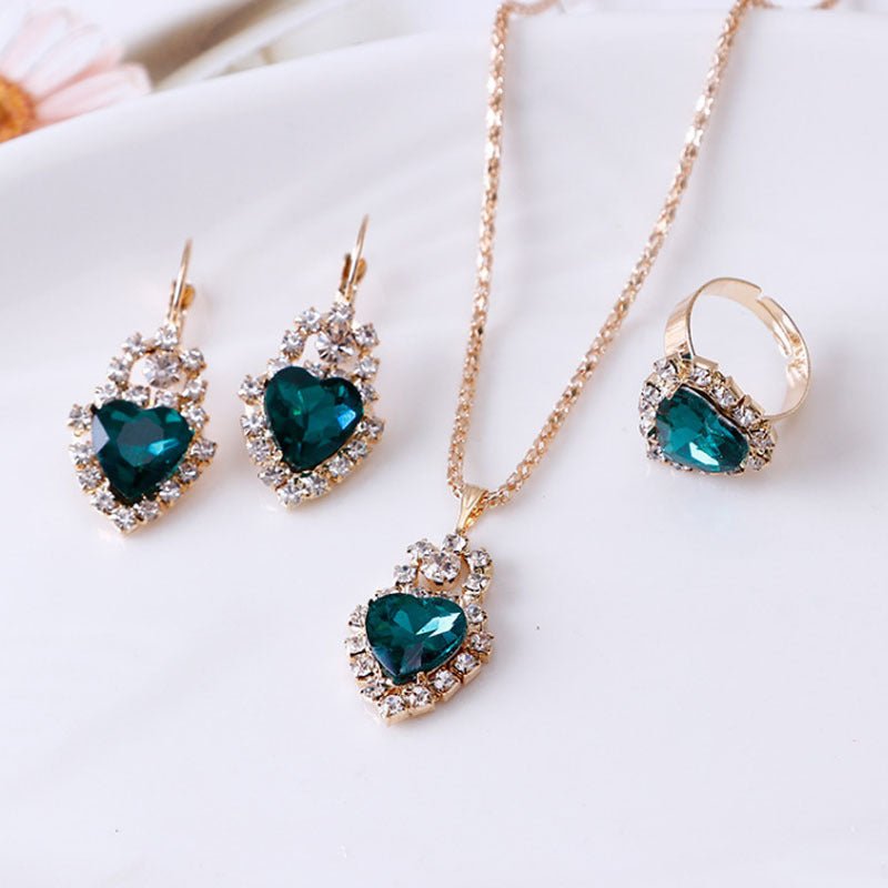 Crystal Jewelry Set - Necklace, Earrings & Ring - Vintgedrifter