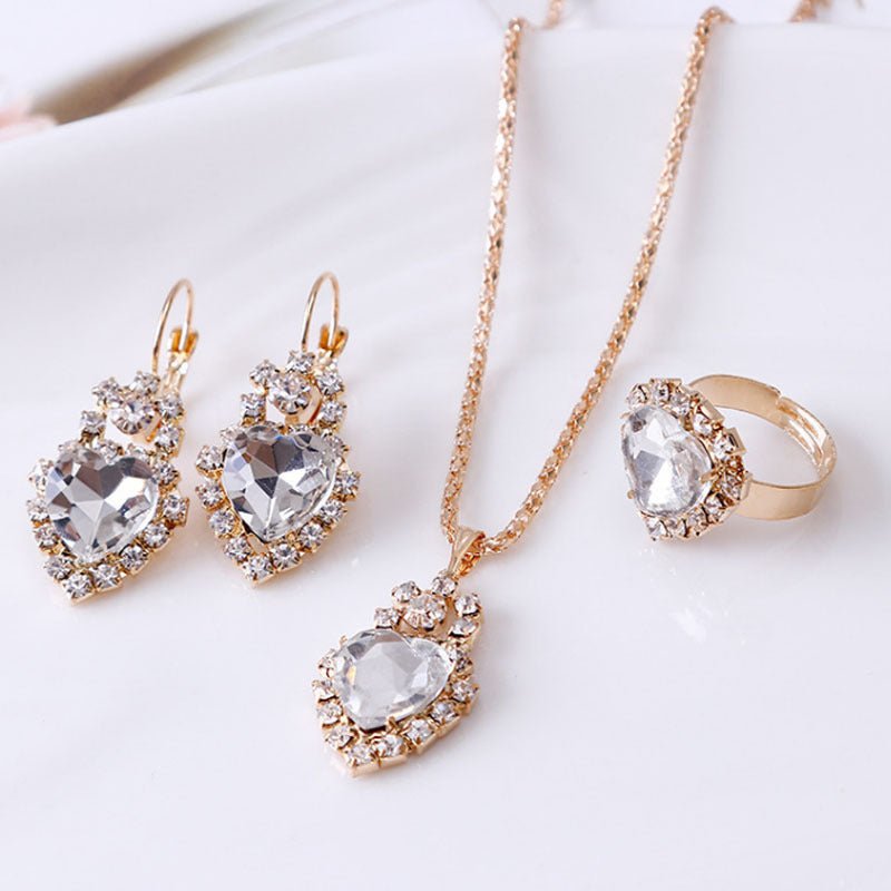 Crystal Jewelry Set - Necklace, Earrings & Ring - Vintgedrifter