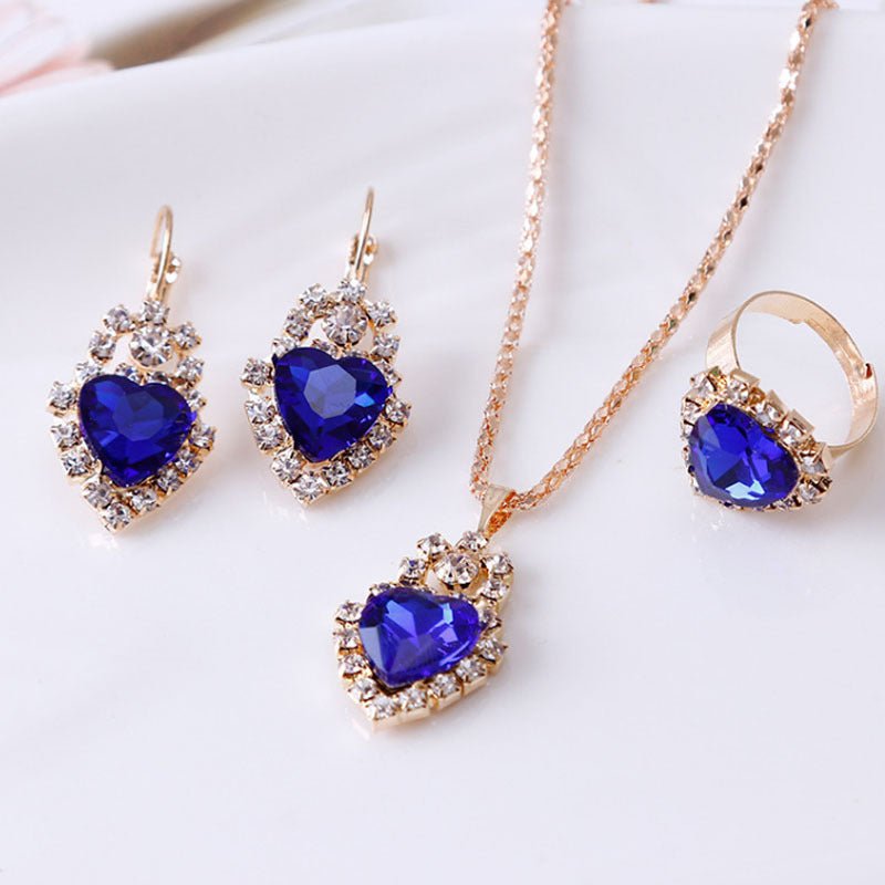 Crystal Jewelry Set - Necklace, Earrings & Ring - Vintgedrifter