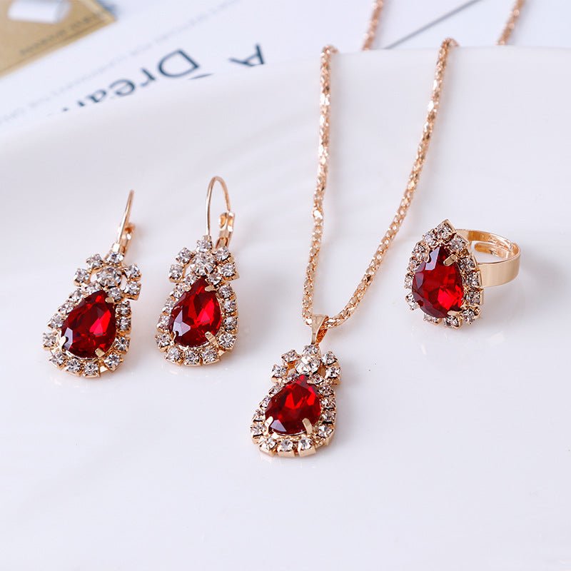 Crystal Jewelry Set - Necklace, Earrings & Ring - Vintgedrifter