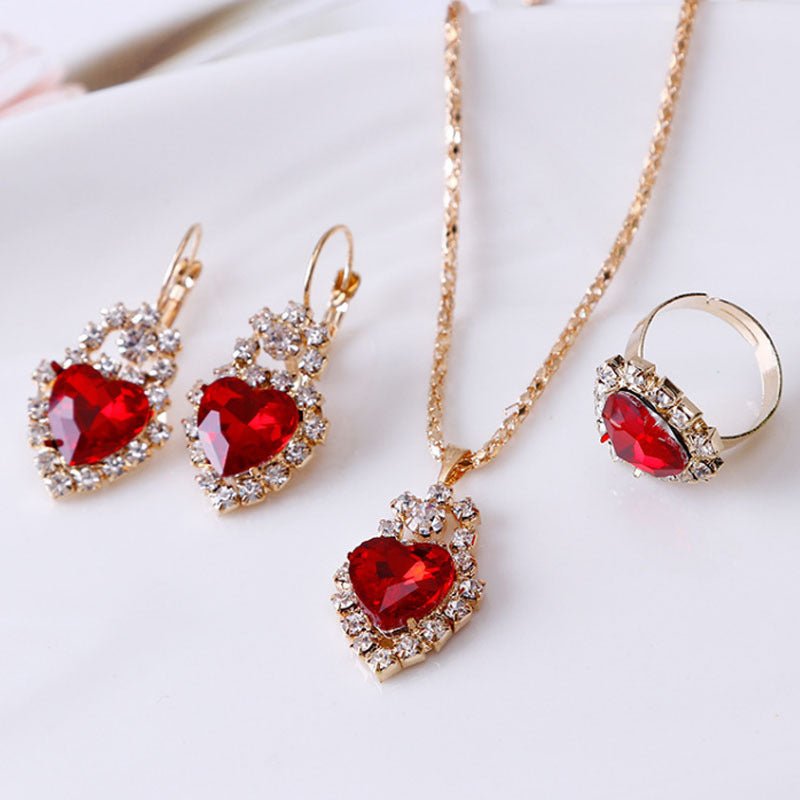 Crystal Jewelry Set - Necklace, Earrings & Ring - Vintgedrifter