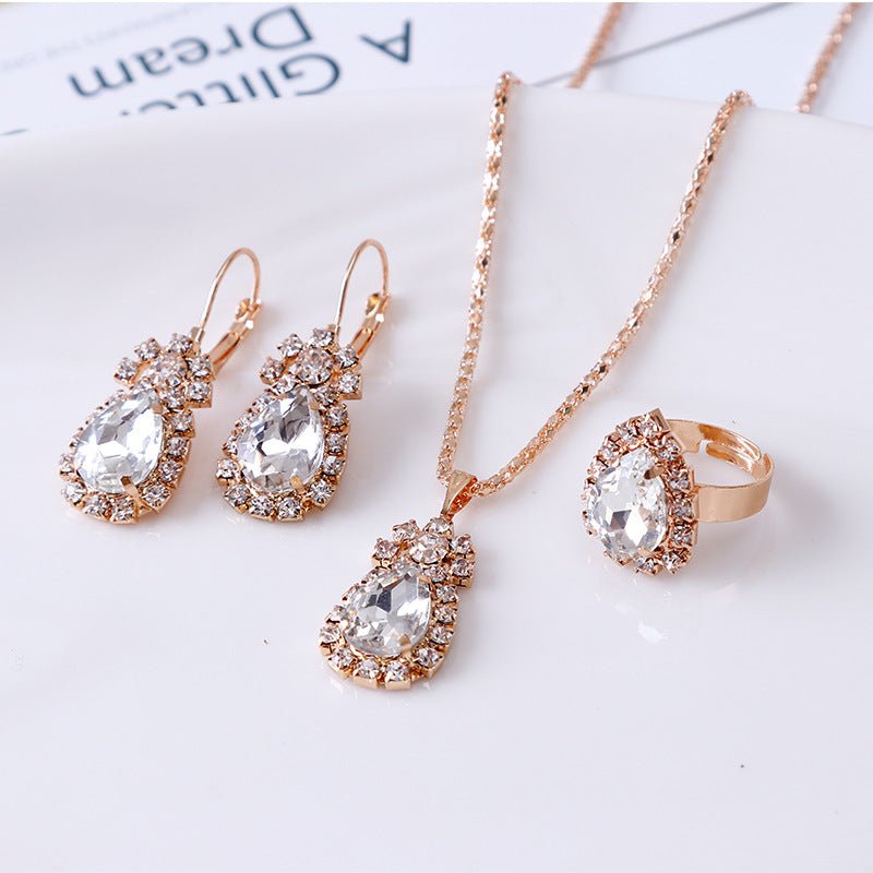 Crystal Jewelry Set - Necklace, Earrings & Ring - Vintgedrifter