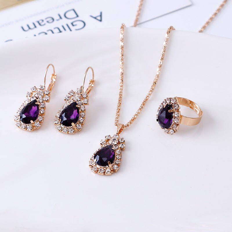Crystal Jewelry Set - Necklace, Earrings & Ring - Vintgedrifter