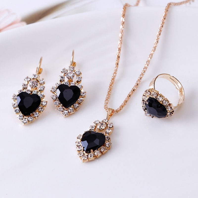 Crystal Jewelry Set - Necklace, Earrings & Ring - Vintgedrifter