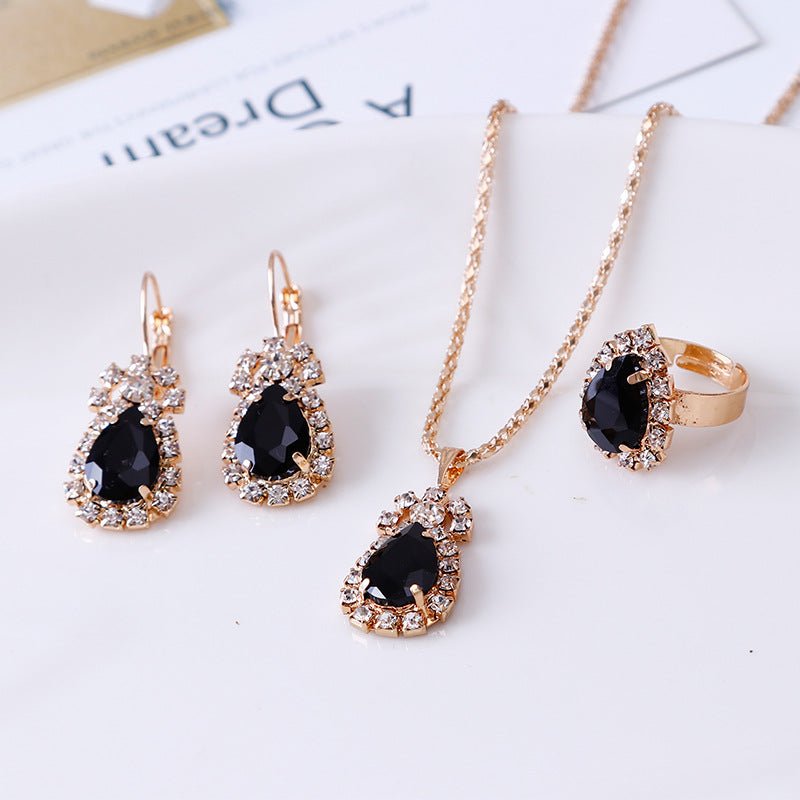 Crystal Jewelry Set - Necklace, Earrings & Ring - Vintgedrifter